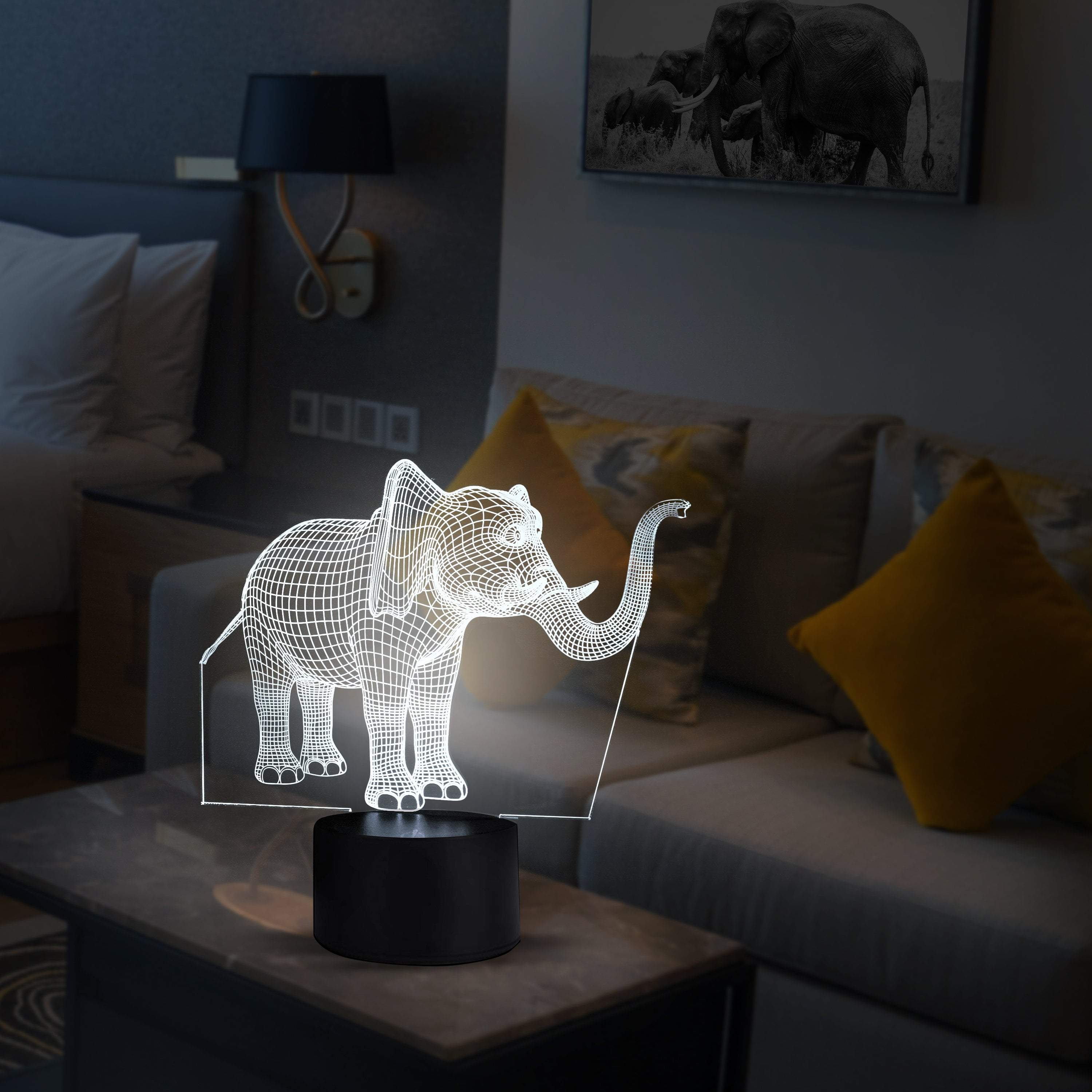 Elephant and Lotus 3D Illusion Lamp Bundle