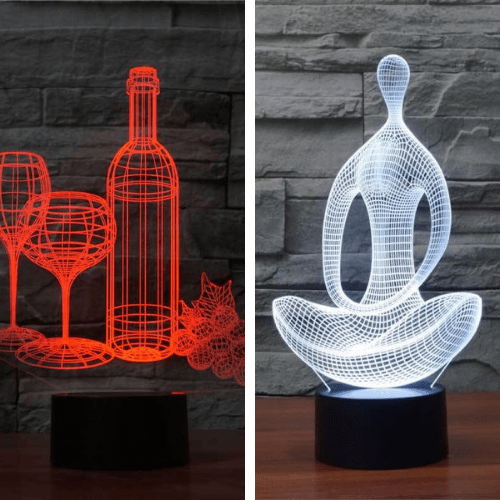 Yoga and Wine 3D Illusion Lamp Bundle