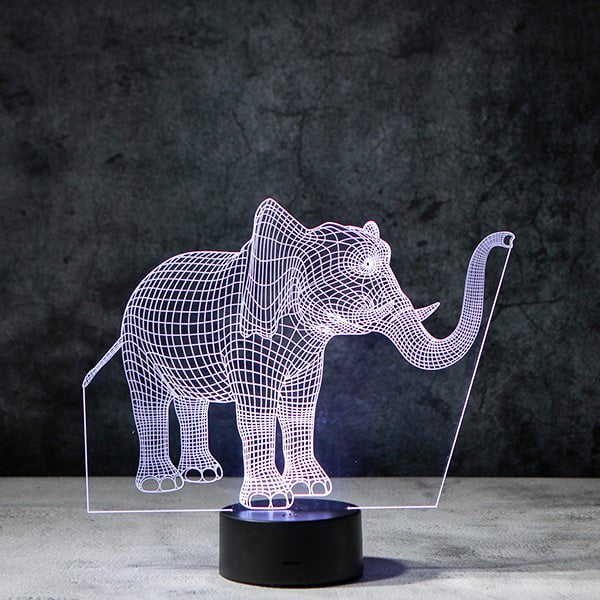 Night Elephant LED 3D Lamp