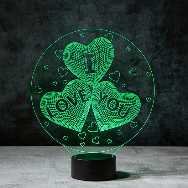 I Love You Hearts 3D Illusion Lamp