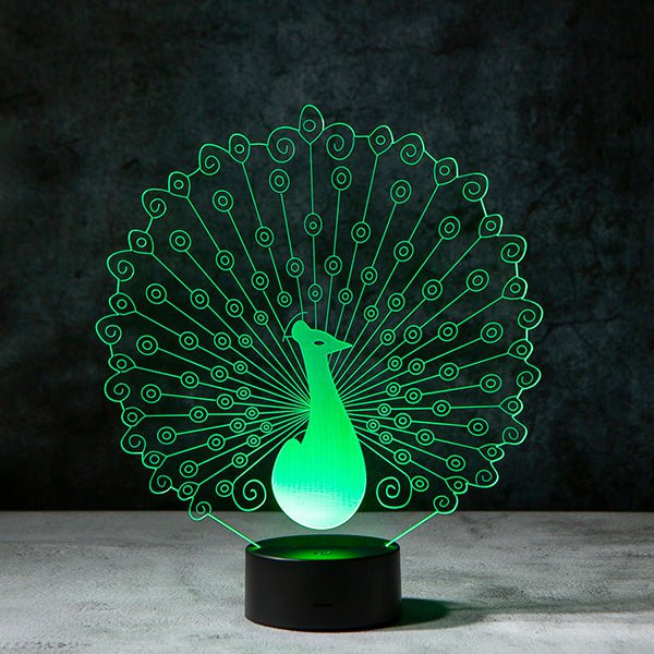 Peafowl (Peacock) 3D Illusion Lamp