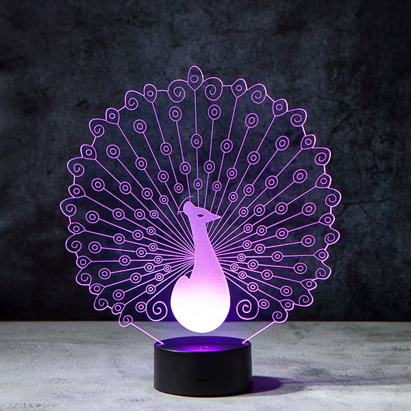 Peafowl (Peacock) 3D Illusion Lamp