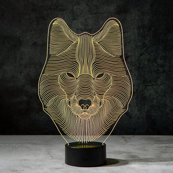 Wolf Face 3D Illusion Lamp